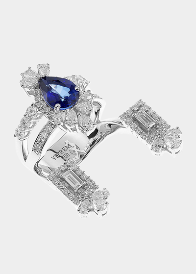 Yeprem 18k White Gold Diamond And Sapphire Ring