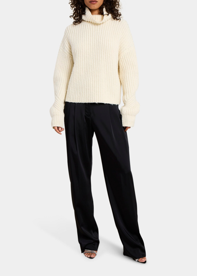 A.l.c Clayton Crisscross Open-back Turtleneck Sweater In Natural