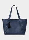 Akris Alexa Zip Leather Tote Bag In Blue