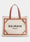 Balmain B Army Medium Linen Shopper Tote Bag In Gem Naturel Marro