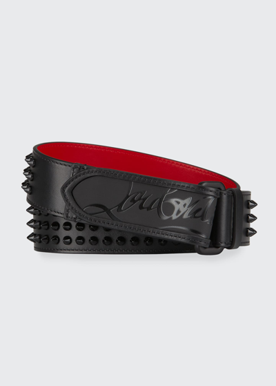 Christian Louboutin Men's Loubi Sneaker Spiked Belt In Black