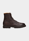 BRUNELLO CUCINELLI MEN'S SHEARLING-LINED LEATHER LACE-UP BOOTS