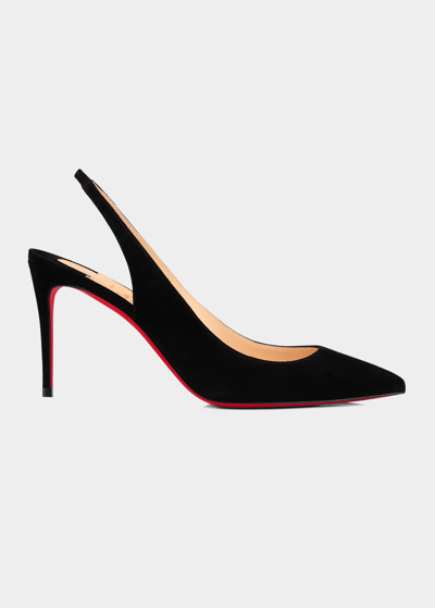 Christian Louboutin Kate Suede Red Sole Slingback Pumps In Black