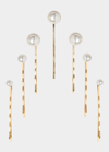 Jennifer Behr Perla Set Of Seven Faux Pearl-embellished Gold-tone Hair Slides In Gold