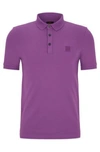 Hugo Boss Stretch-cotton Slim-fit Polo Shirt With Logo Patch In Light Purple