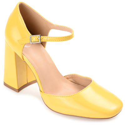 Journee Collection Women's Hesster Block Heel Pumps In Yellow