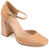 Journee Collection Women's Hesster Block Heel Ankle Strap Pumps In Tan