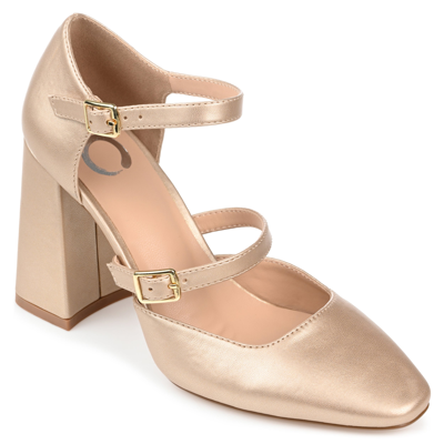 Journee Collection Women's Isadorah Double Strap Heels Women's Shoes In Gold