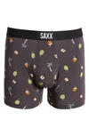 Saxx Vibe Tropical Print Performance Boxer Briefs In Hot Tropic- Black
