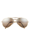 Ray Ban Ray-ban Polarized Brow Bar Aviator Sunglasses, 58 Mm In Legend Gold / Grad Dark Brown