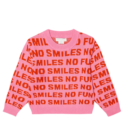 Stella Mccartney Kids' Cotton-blend Intarsia Knit Sweater In Pink