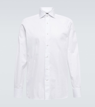 Zegna Cotton Poplin Shirt In White