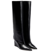 Jimmy Choo 110 Knee-high Wedge Leather Boots In Black