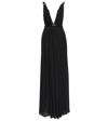 Saint Laurent Chaink-link Detail V-neck Gown In Noir