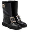 ROGER VIVIER VIV' RANGERS STRASS LEATHER BOOTS