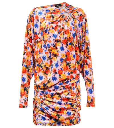 Isabel Marant Floral Print Minidress In Orange