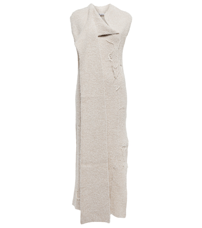 Acne Studios Ribbed-knit Wool-blend Midi Dress In White
