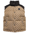Gucci Gg Cotton Canvas Down Vest In Camel/mix