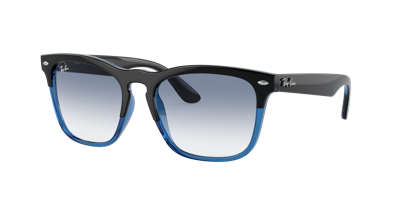 Ray Ban Steve Sunglasses Black On Transparent Blue Frame Blue Lenses 54-18