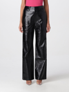 Rotate Birger Christensen Rotie Snake-effect Vegan Leather Straight-leg Pants In Nero