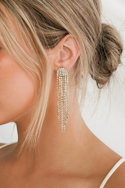 Petit Moments Glitz Gold Rhinestone Tassel Earrings