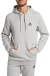 Adidas Originals Feel Cozy Pullover Fleece Hoodie In Medium Grey Heather/black