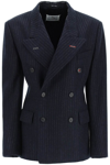 Maison Margiela Black Double-breasted Blazer In Blue