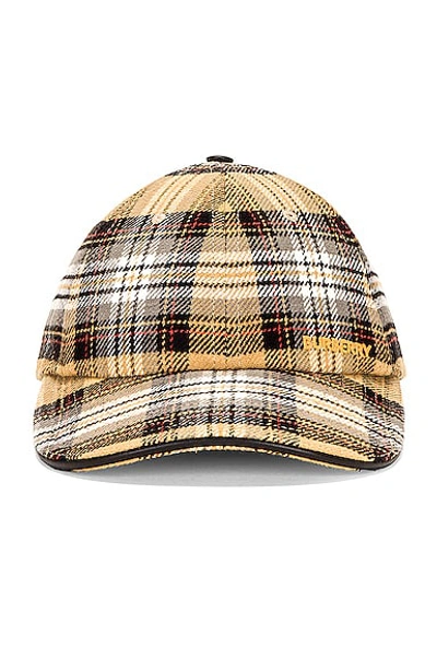 Burberry Baseball Japanese Check Hat In Yellow Check