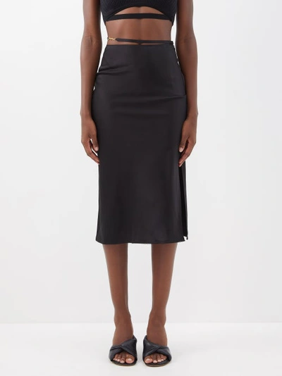 Jacquemus Notte Side-slit Satin Skirt In Black