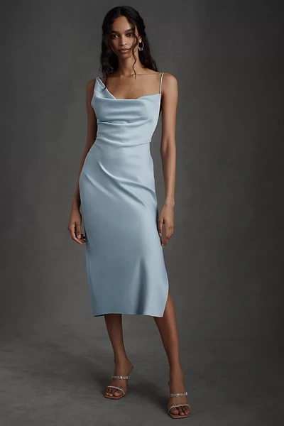 sachin and babi light blue dress Bhldn August Satin Charmeuse Midi Dress In Blue