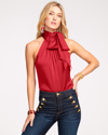 Ramy Brook Lori Tie-neck Silk Halter Top In Scarlet