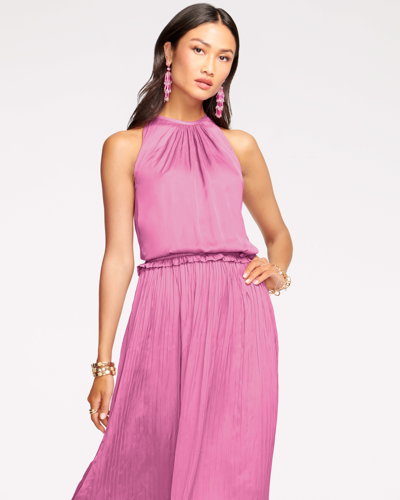 Ramy Brook Myrtle High Neck Midi Dress In Gala Pink