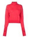 Mm6 Maison Margiela Half Glove Sleeves Turtle-neck Jumper In Red