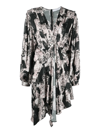 Iro Nirveli Pleated Printed Satin Mini Dress In Black