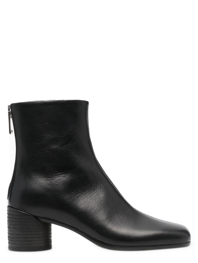 Mm6 Maison Margiela Tabi Leather Ankle Boots In Black