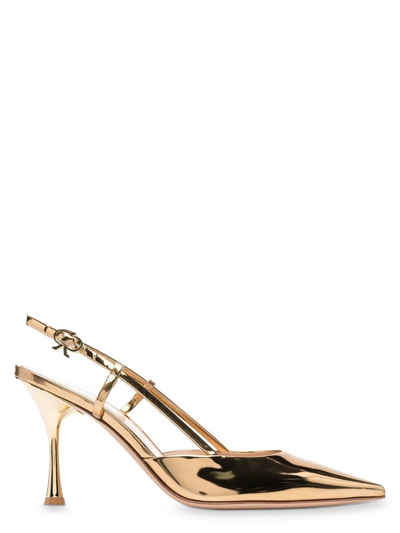 Gianvito Rossi Laminated Leather Slingback Pumps In Gold