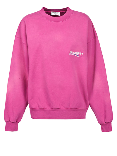 Balenciaga Crewneck Cotton Sweatshirt In Pink