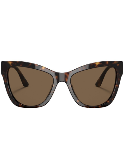 Versace Logo-plaque Cat-eye Sunglasses In Braun