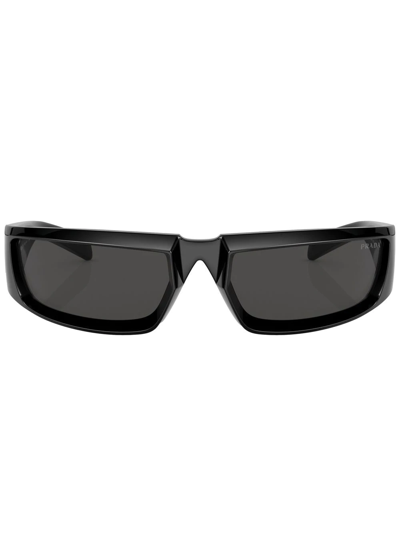Prada Curved Rectangle-frame Sunglasses In Black