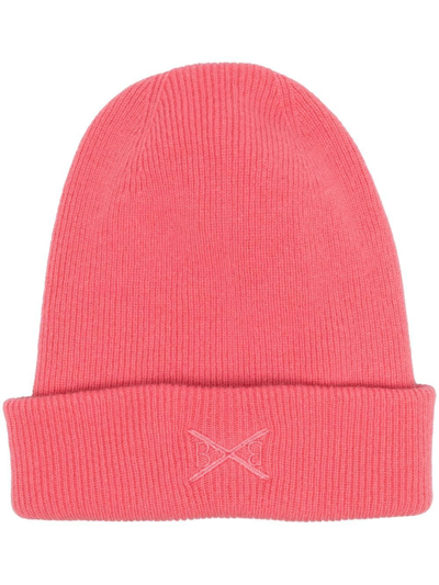 Barrie Embroidered-logo Knit Beanie In Rosa