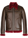 PAUL SMITH SHEARLING-TRIMMED LEATHER JACKET