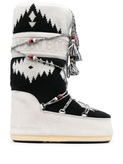 Alanui X Moonboot Icon Knit Snow Boots In White
