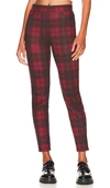 Sanctuary Runway Plaid Ponte Pocket Leggings In Crimson Plaid