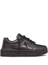 Valentino Black One Stud Xl Nappa Leather Low-top Sneakers In Black