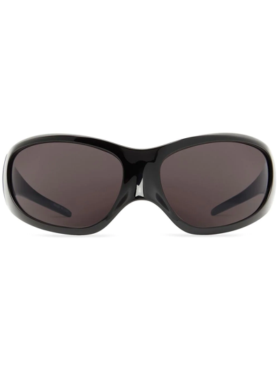 Balenciaga Skin Xxl Round-frame Sunglasses In Black