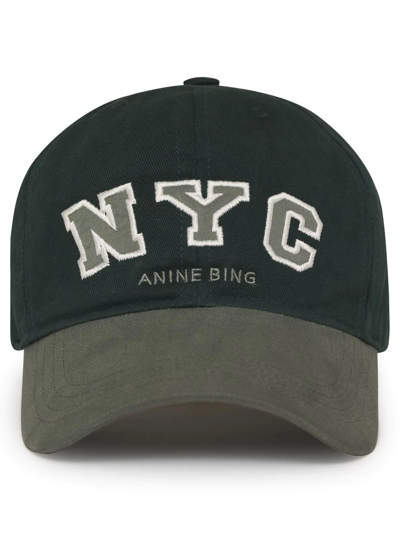 Anine Bing Embroidered-logo Cap In Green