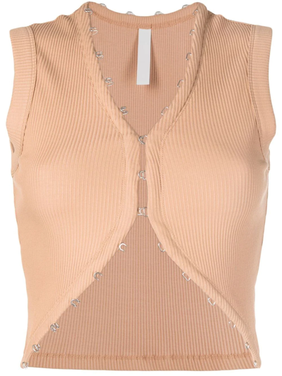 Dion Lee Ribbed Cropped Vest In Neutrals