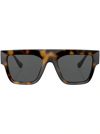 Versace Tortoiseshell-effect Square-frame Sunglasses In Braun