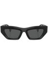 Versace Logo-embossed Rectangle-frame Sunglasses In Schwarz