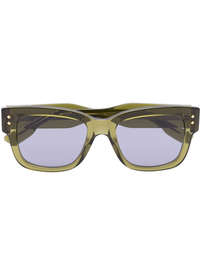 Gucci Square Transparent-frame Sunglasses In Grün
